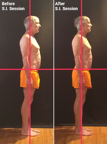 Client pelvic tilt before and after session